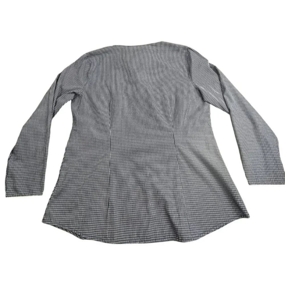 Van Heusen Shirt Men Large Blue Gingham Check Fitted Long Sleeve Button Down Top - Picture 2 of 11